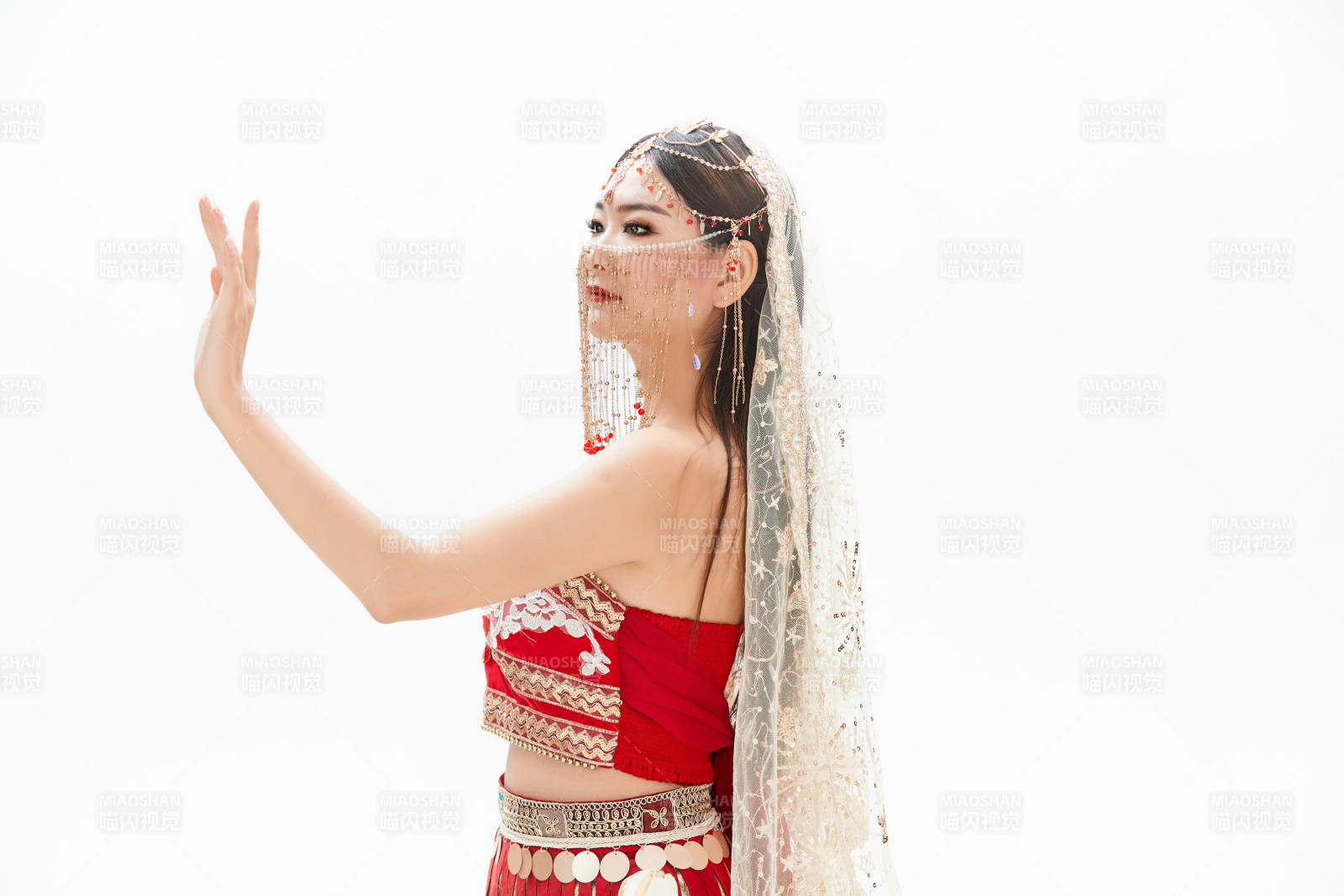 穿着印度传统风格服饰的肚皮舞演员图片