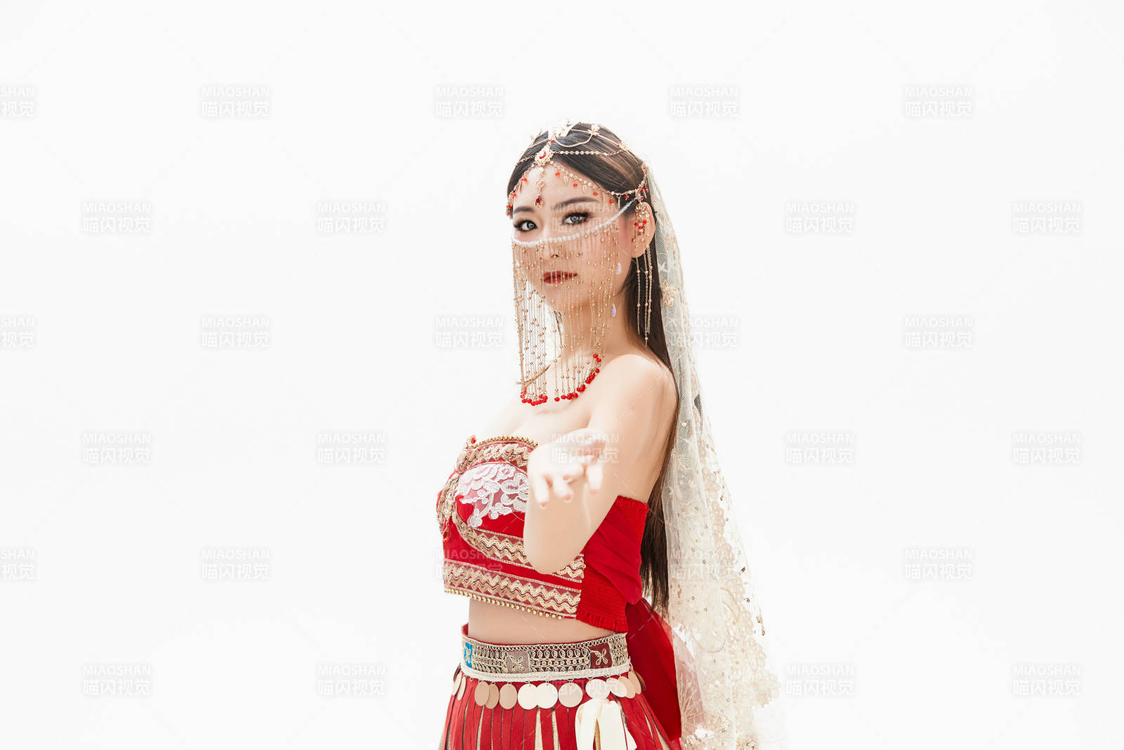 穿着印度传统风格服饰的肚皮舞演员图片