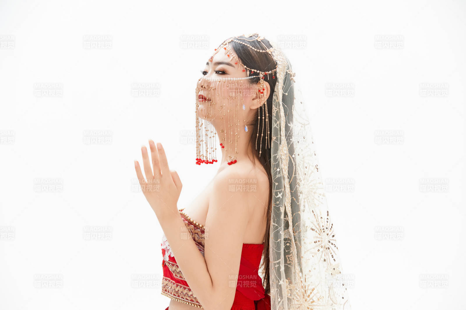 穿着印度传统风格服饰的肚皮舞演员图片