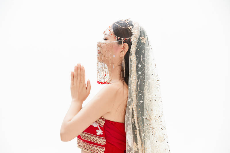 穿着印度传统风格服饰的肚皮舞演员图片