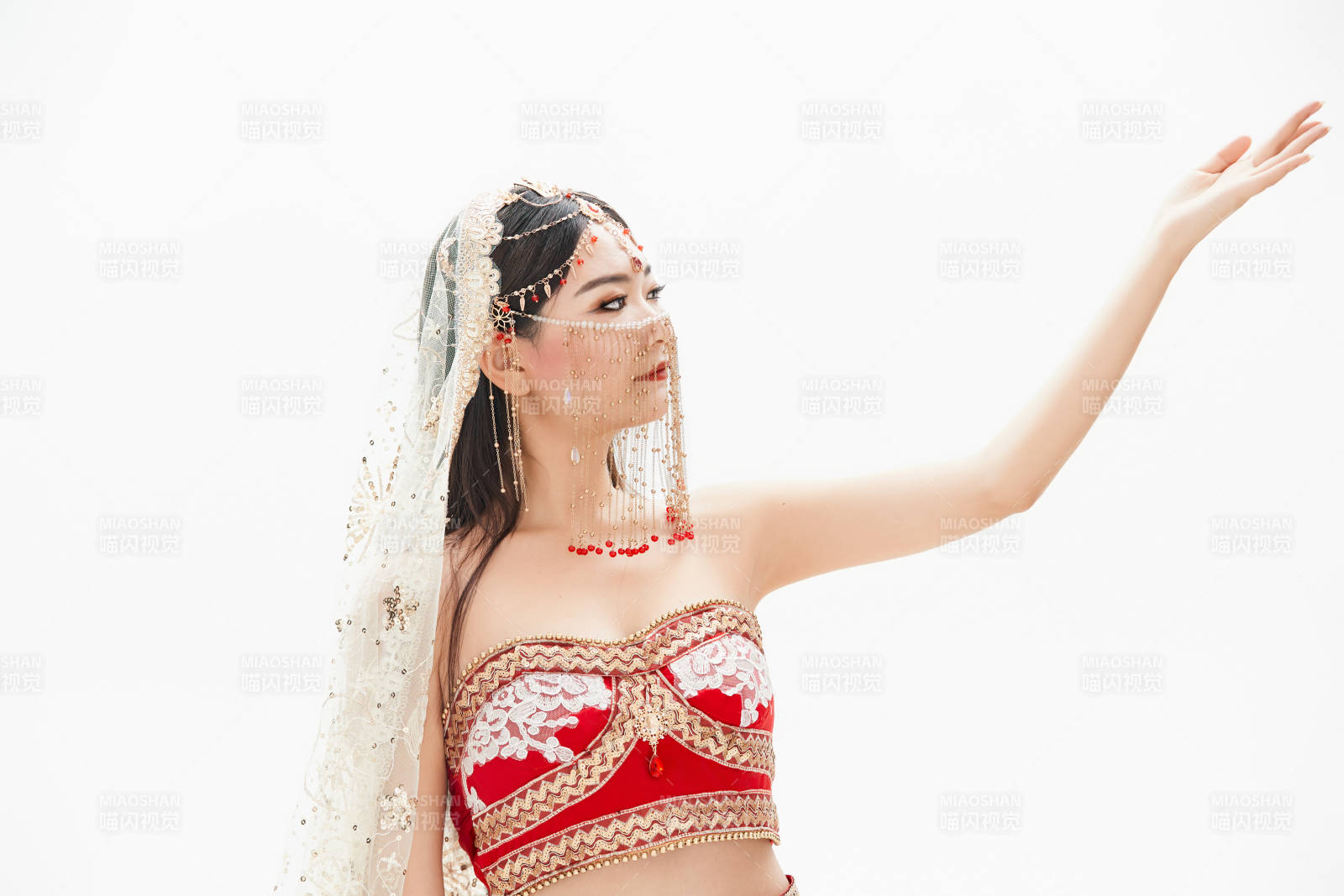 穿着印度传统风格服饰的肚皮舞演员图片