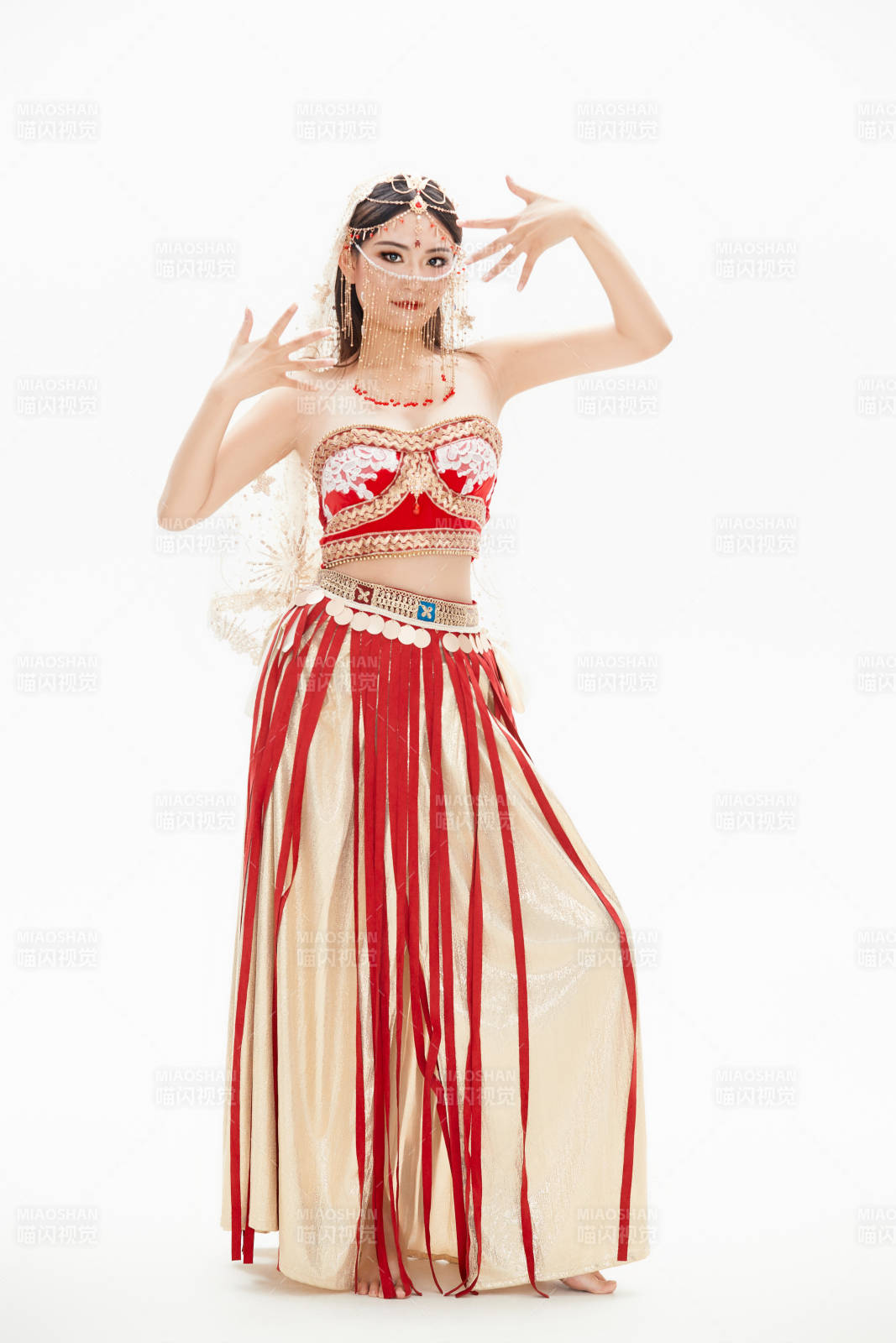 穿着印度传统风格服饰的肚皮舞演员图片