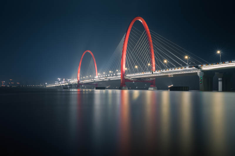 杭州之江大桥夜桥倒影图片