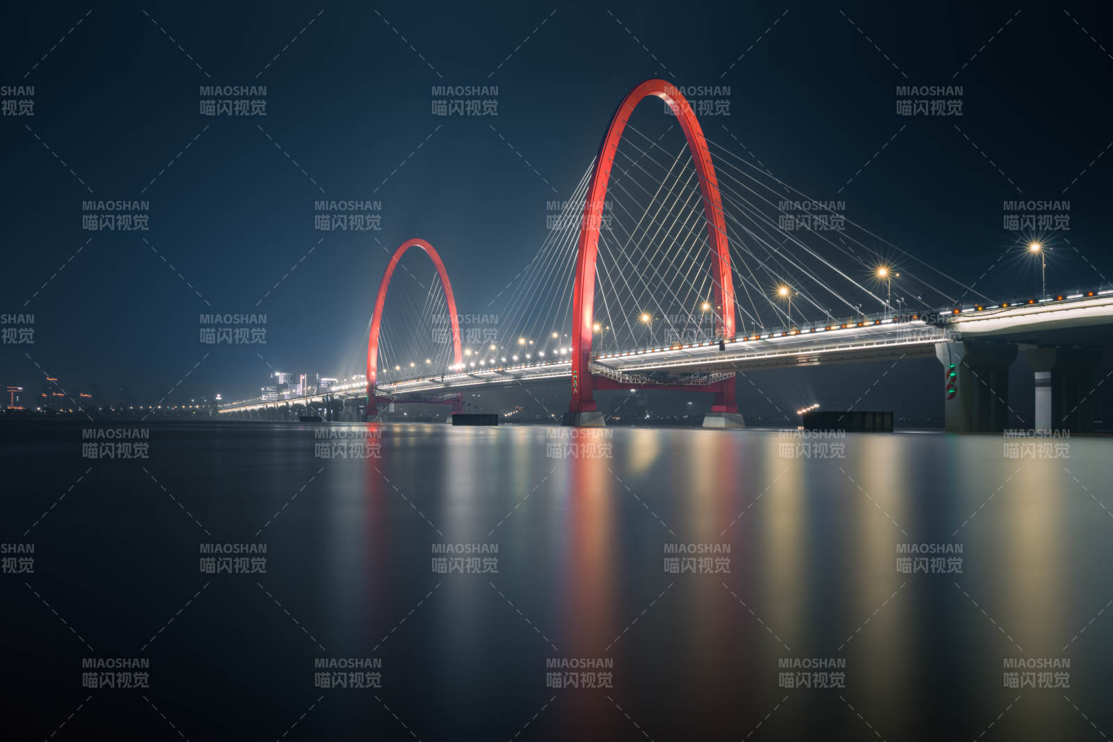 杭州之江大桥夜桥倒影图片