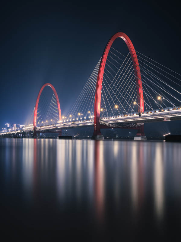 杭州之江大桥夜桥倒影图片