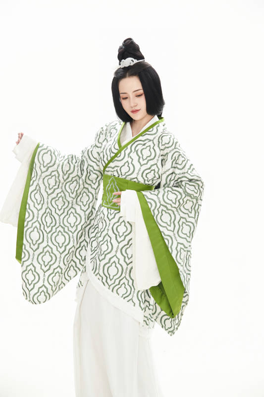 白色背景下穿着中国汉代服饰的少女图片