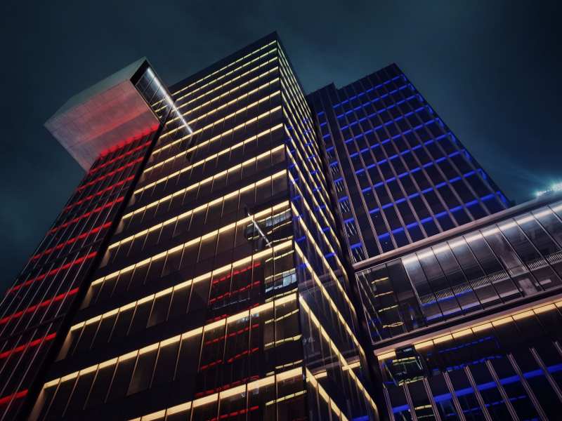 夜幕下的现代建筑群图片