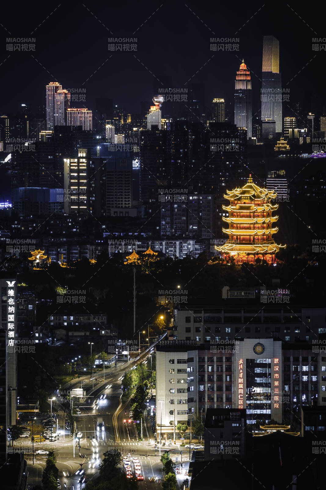 夜幕下的武汉城市灯火图片