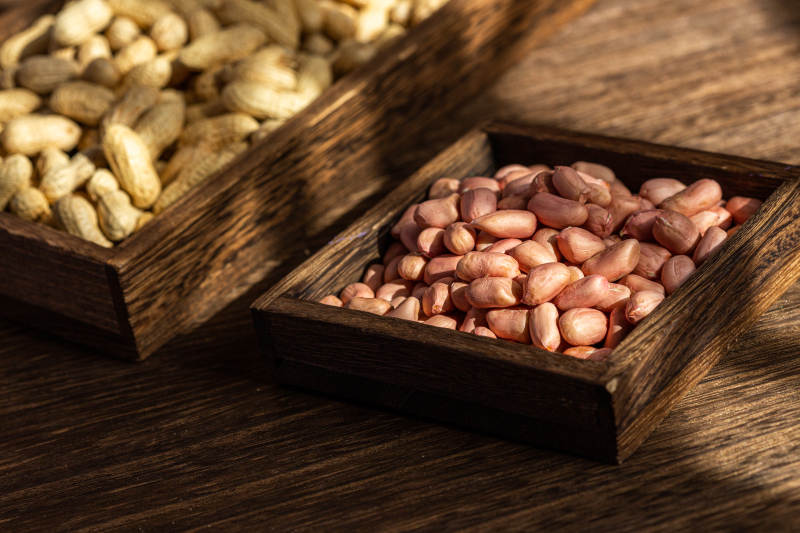 花生木盒静置图片