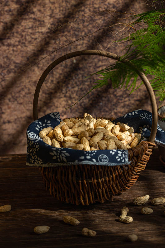 篮中花生静谧时光图片