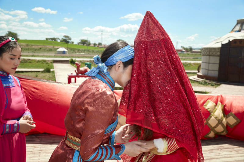 草原上的传统蒙古族婚礼仪式图片