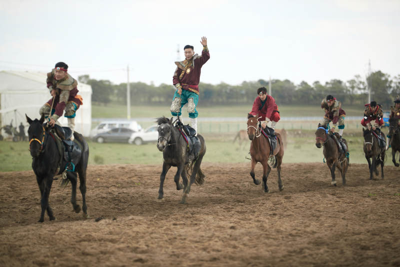河北省沽源县库伦淖尔景区的蒙古马术表演图片