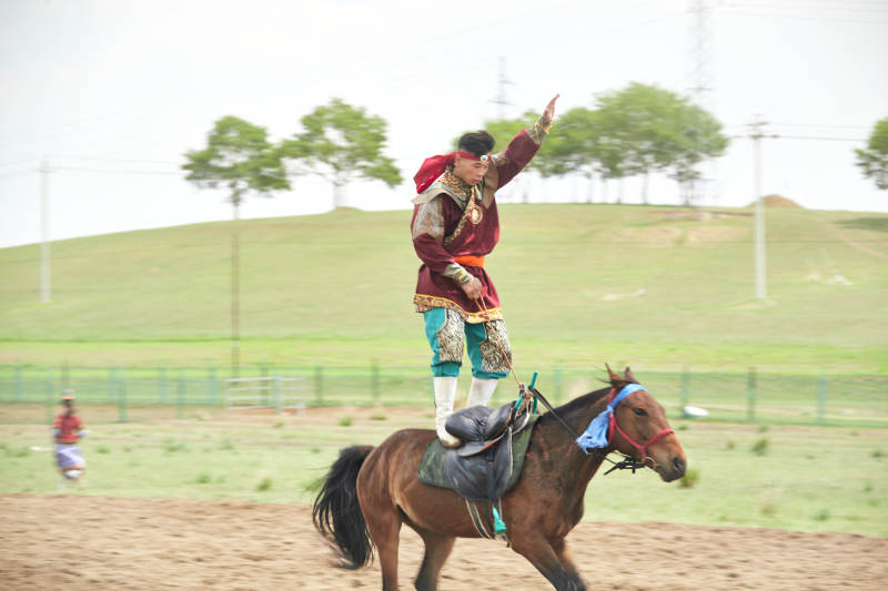 河北省沽源县库伦淖尔景区的蒙古马术表演图片