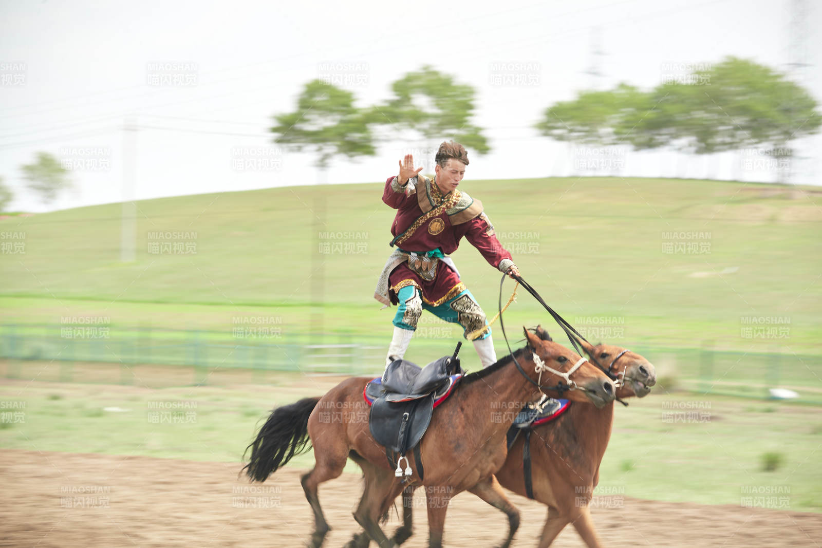 河北省沽源县库伦淖尔景区的蒙古马术表演图片