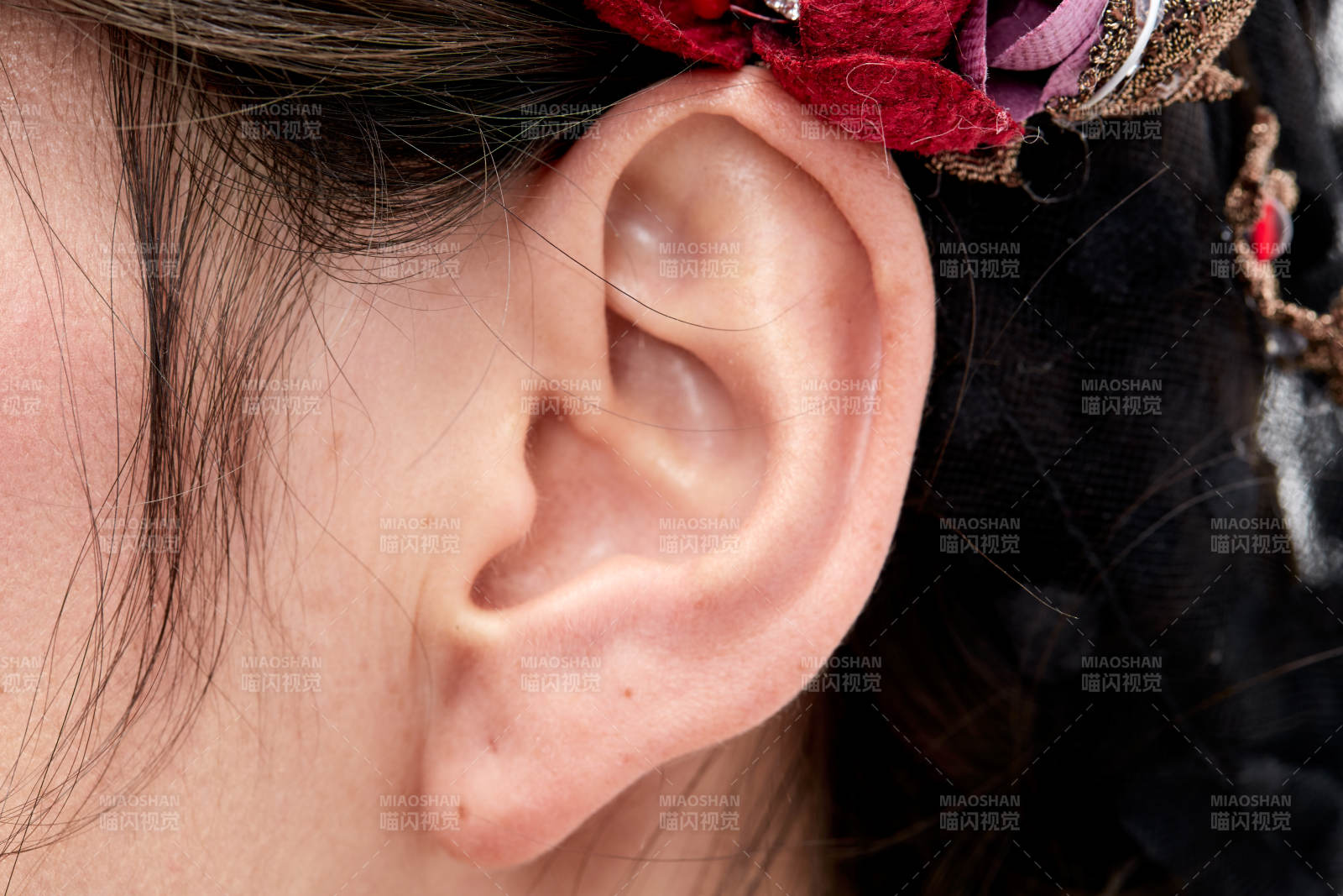 美丽的女孩面部局部特写细节图片