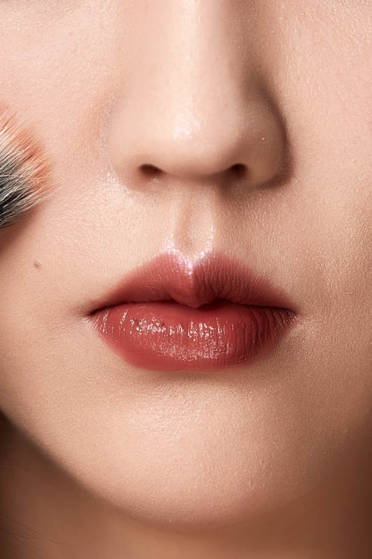 精美妆容的女性嘴部特写图片