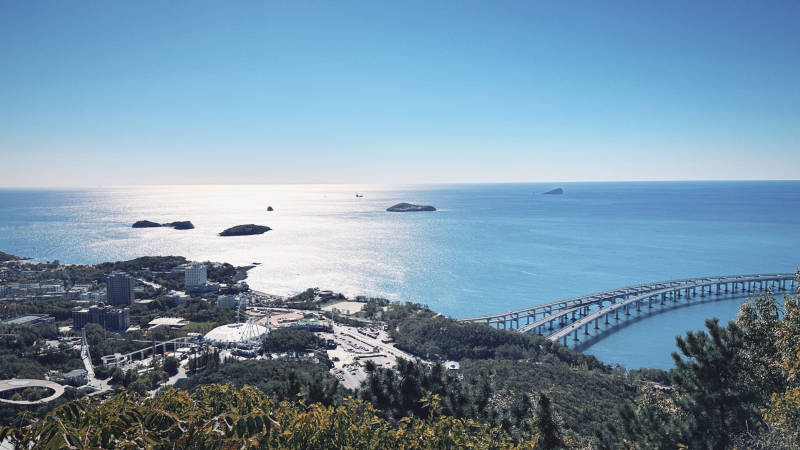 大连跨海大桥缆车视角图片