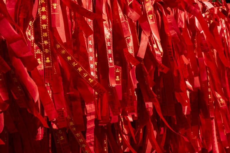 八大处红绸祈福许愿树图片