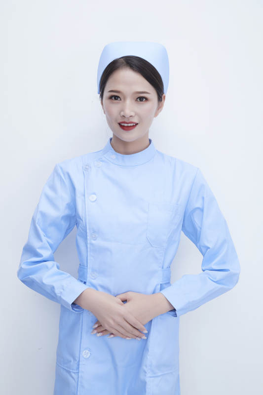 身穿蓝色护士服展示各种表情的漂亮女护士图片