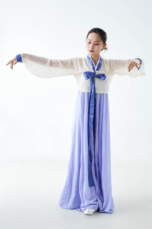 穿着中国朝鲜族传统服饰跳舞的少女图片