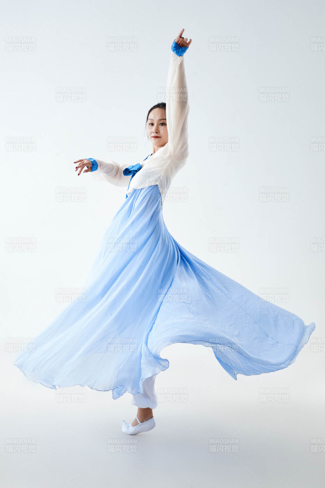 穿着中国朝鲜族传统服饰跳舞的少女图片