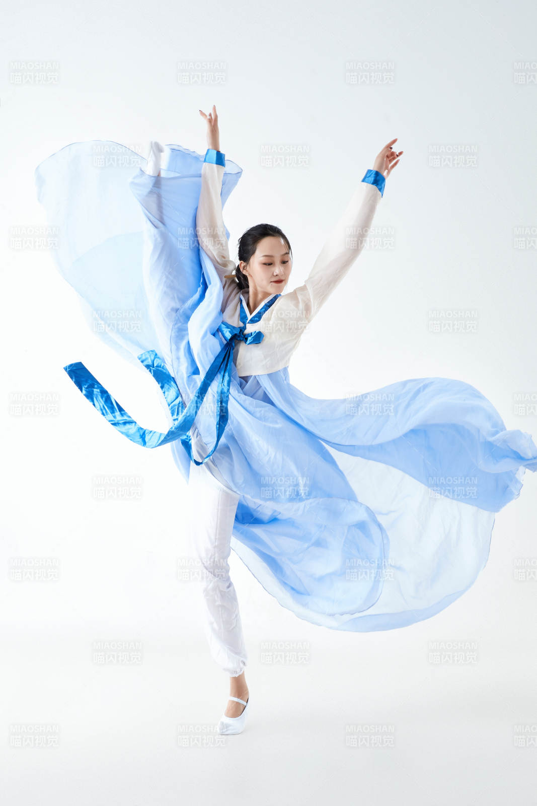 穿着中国朝鲜族传统服饰跳舞的少女图片