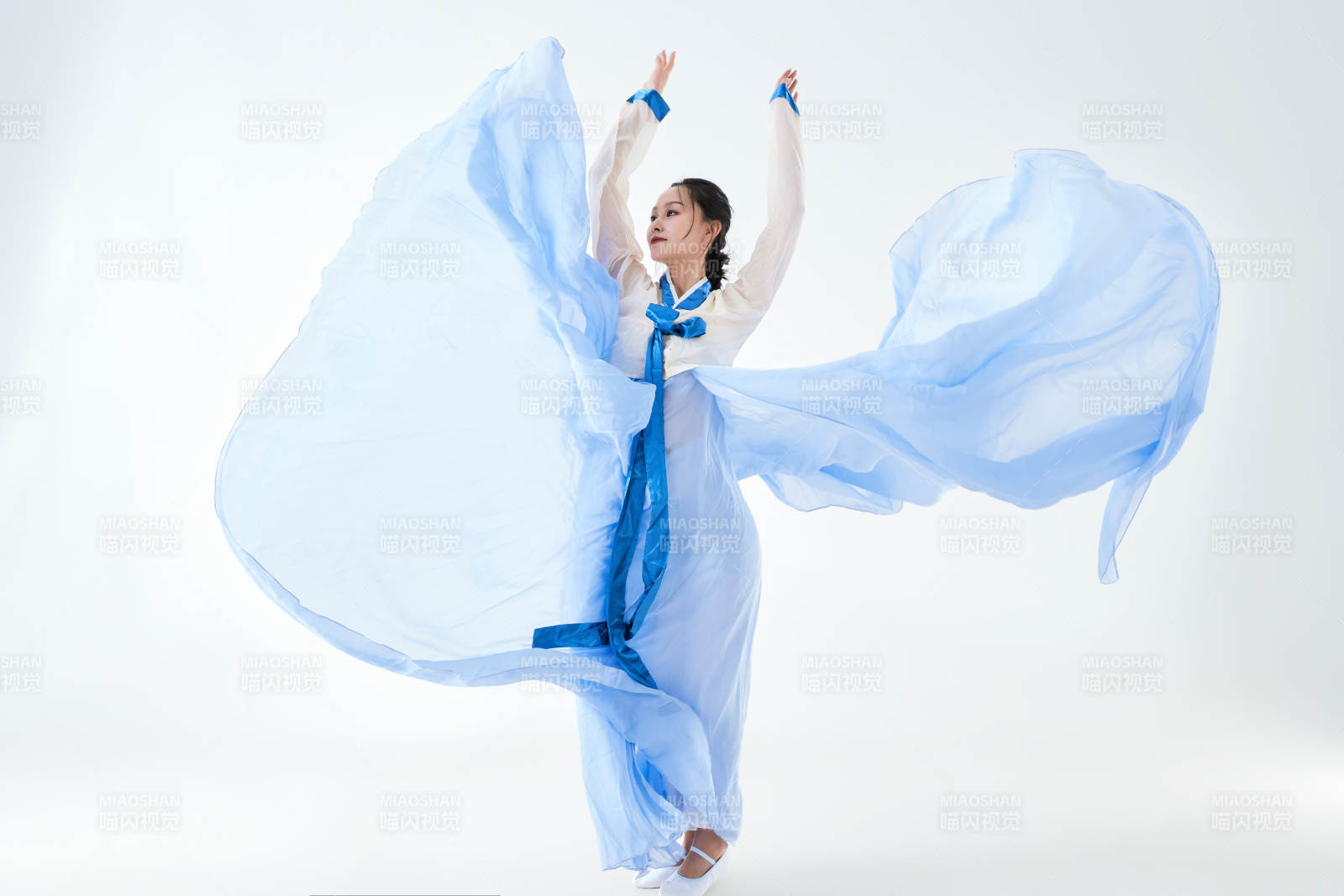 穿着中国朝鲜族传统服饰跳舞的少女图片