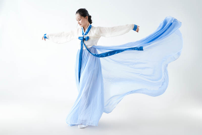 穿着中国朝鲜族传统服饰跳舞的少女图片