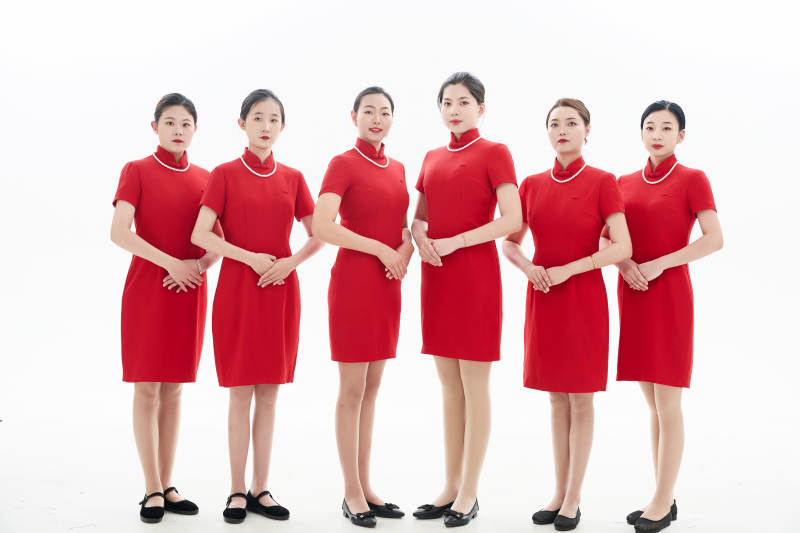 白色背景下的酒店女性高级服务员团队图片