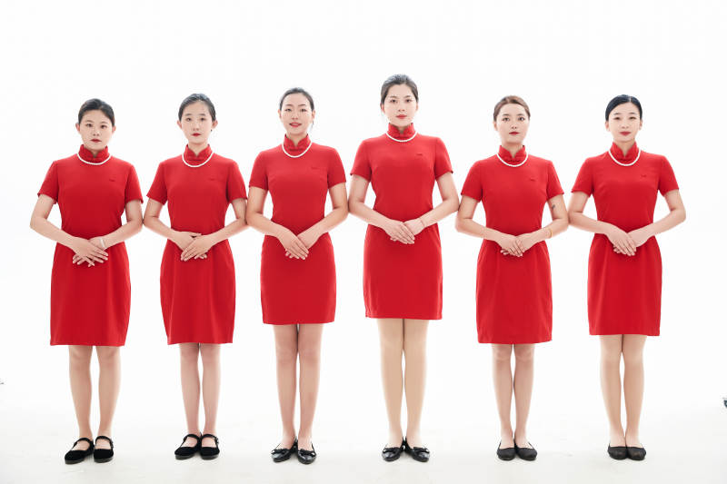 白色背景下的酒店女性高级服务员团队图片