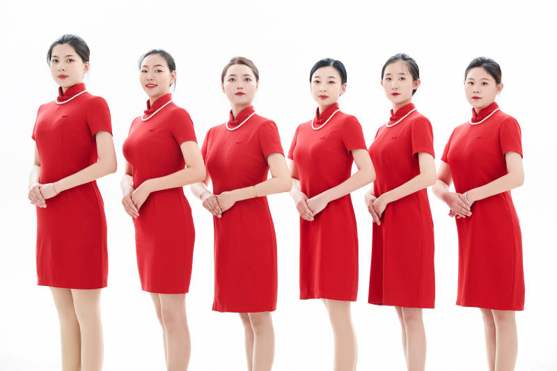 白色背景下的酒店女性高级服务员团队图片