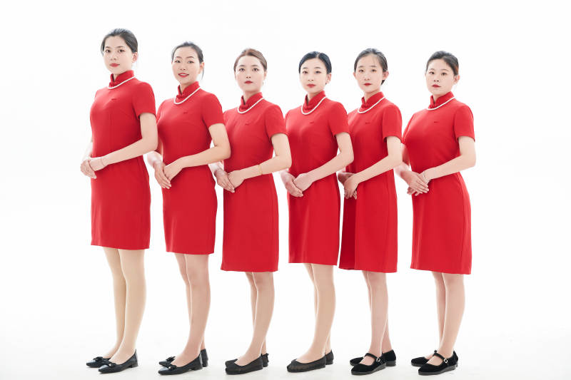 白色背景下的酒店女性高级服务员团队图片