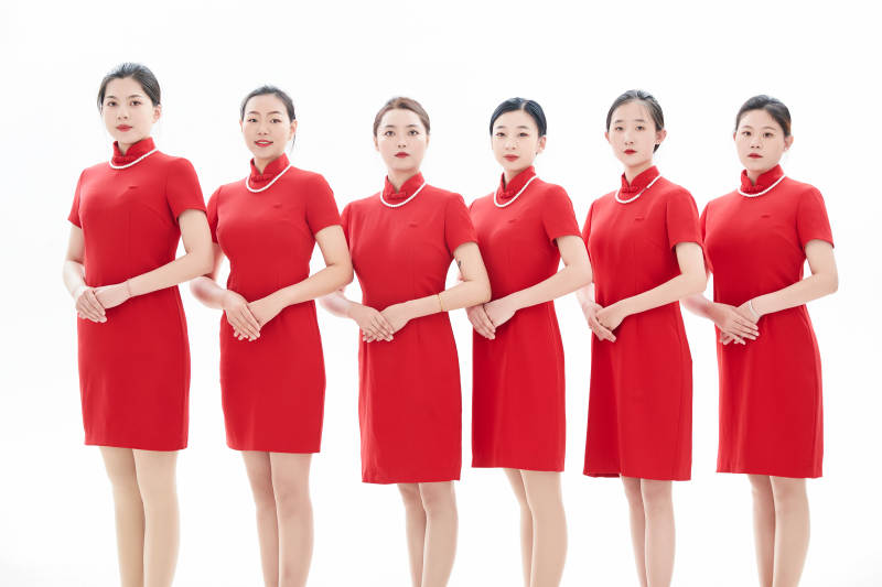 白色背景下的酒店女性高级服务员团队图片