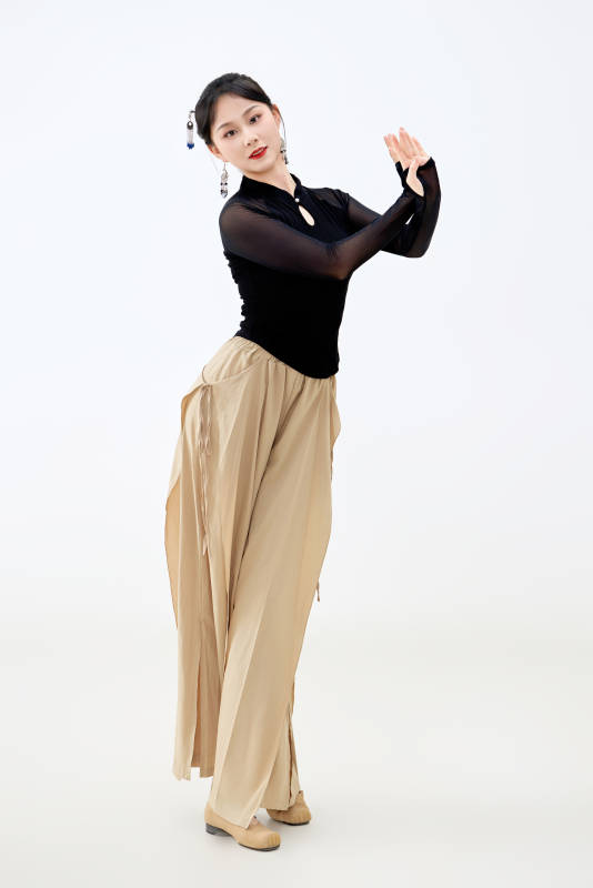 白色背景下表演中国古典舞的魅力舞者图片