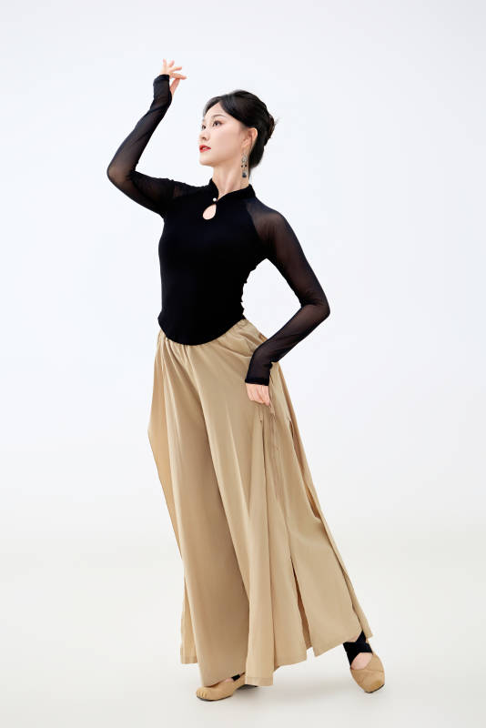 白色背景下表演中国古典舞的魅力舞者图片