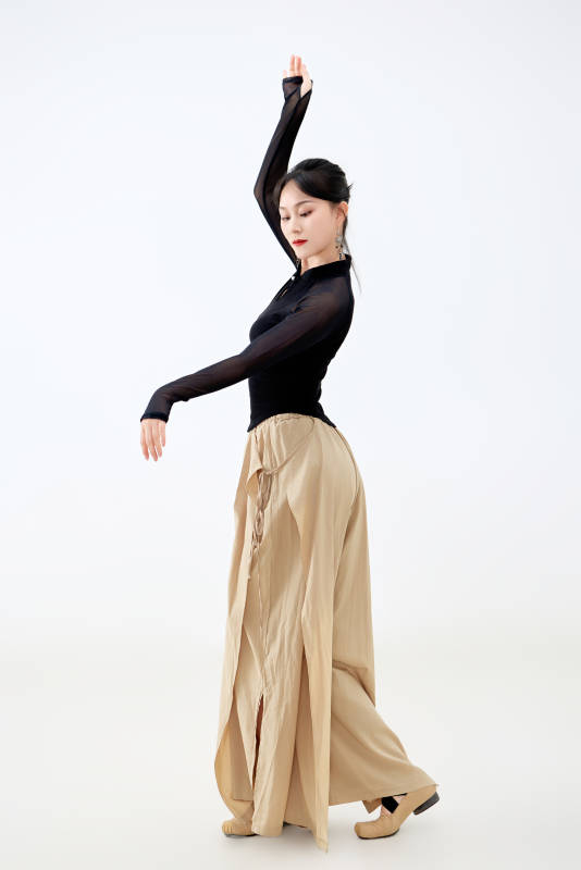 白色背景下表演中国古典舞的魅力舞者图片