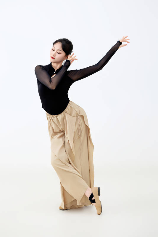 白色背景下表演中国古典舞的魅力舞者图片