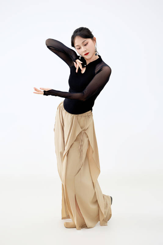 白色背景下表演中国古典舞的魅力舞者图片