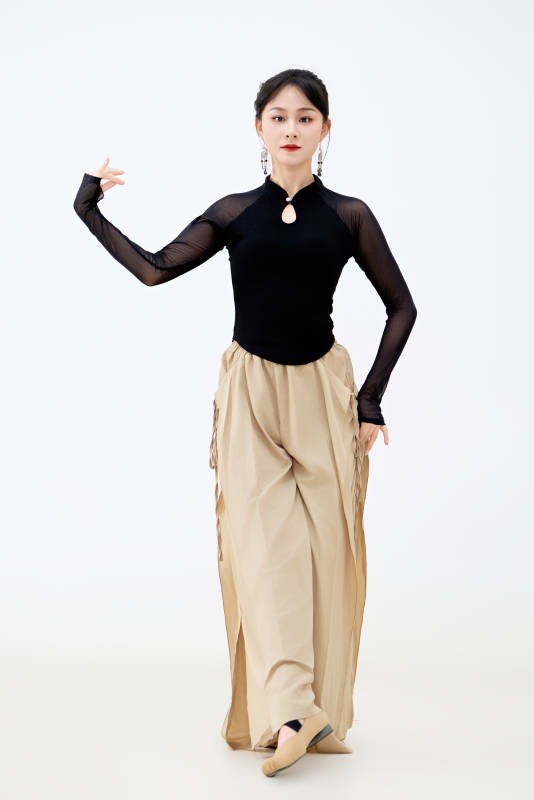 白色背景下表演中国古典舞的魅力舞者图片