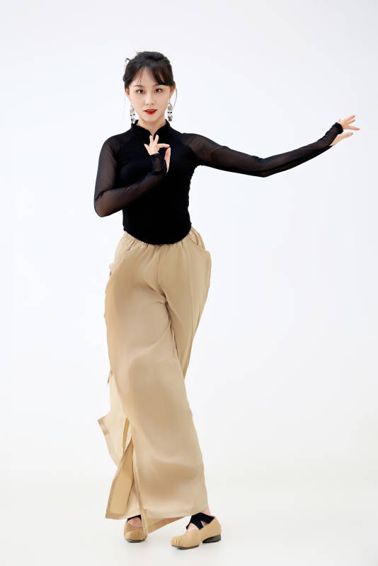 白色背景下表演中国古典舞的魅力舞者图片