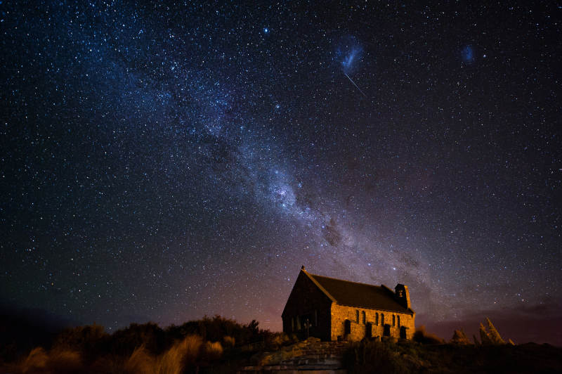 新西兰 星空下的小教堂图片
