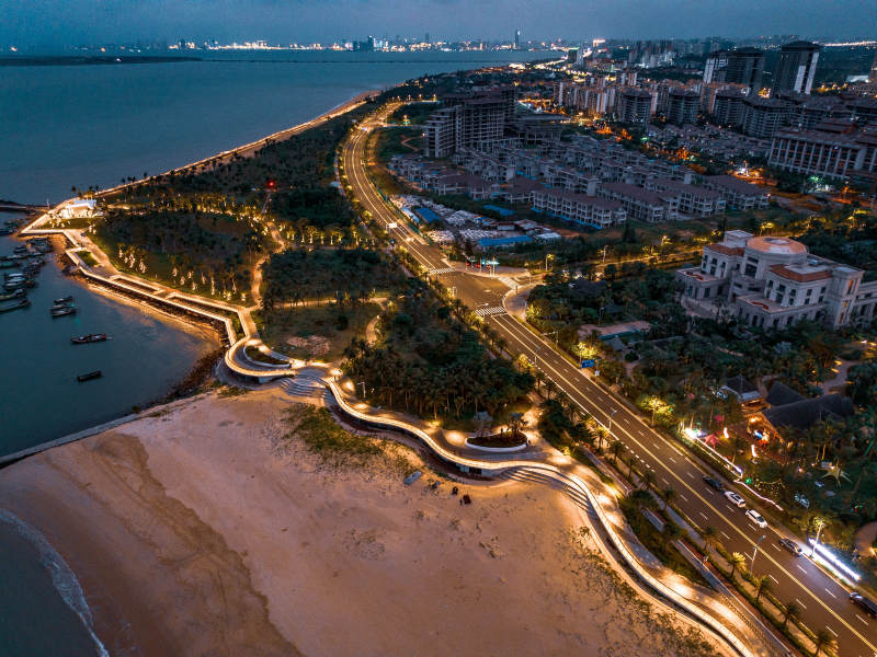 海口西海岸夜景海岸线风光图片