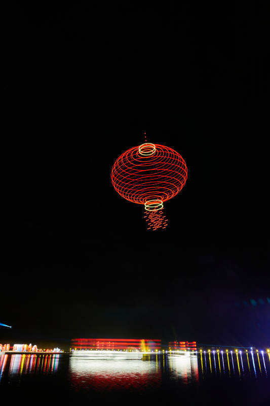 河北省张家口沽源县库伦淖尔景区无人机表演图片