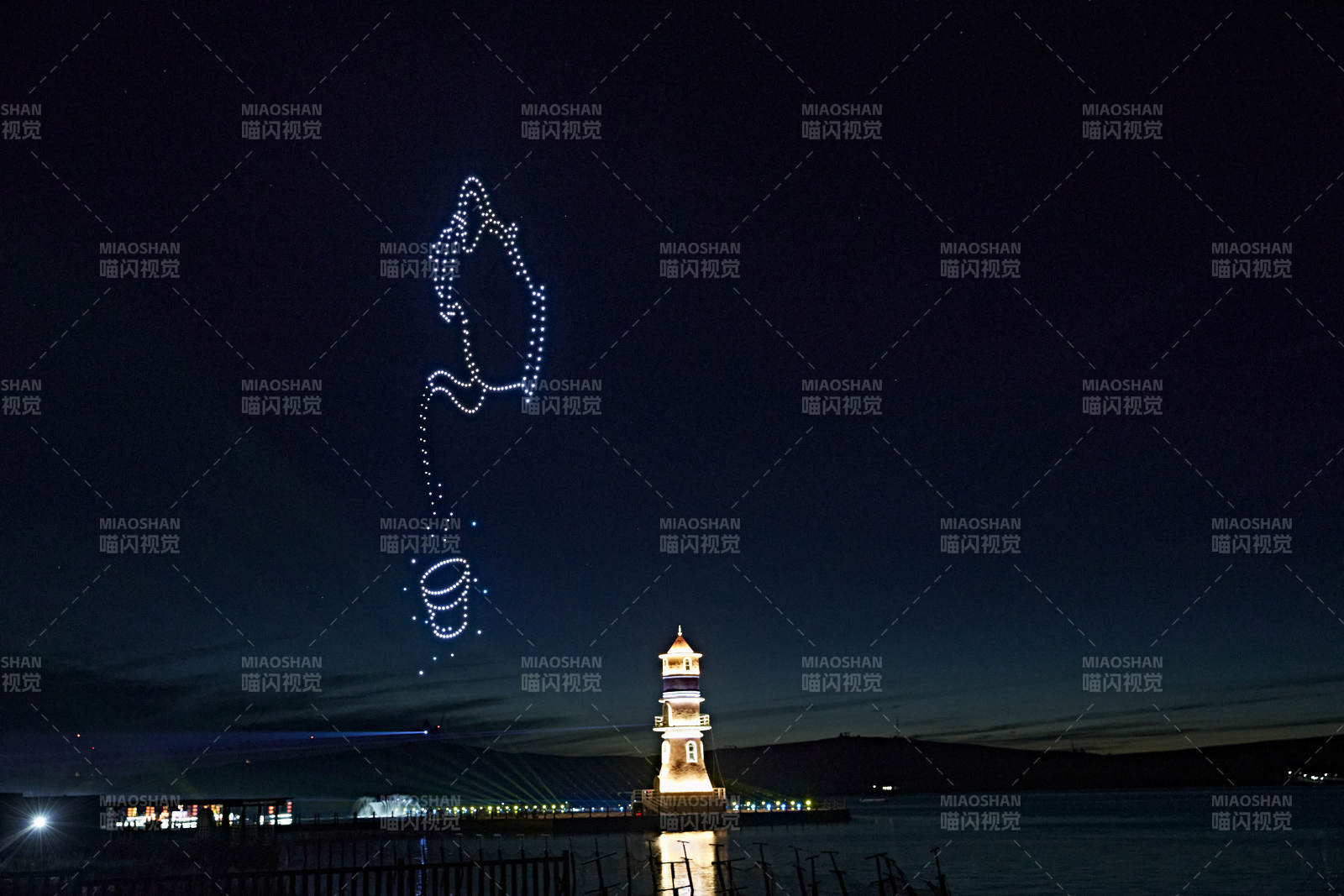 河北省张家口沽源县库伦淖尔景区无人机表演图片