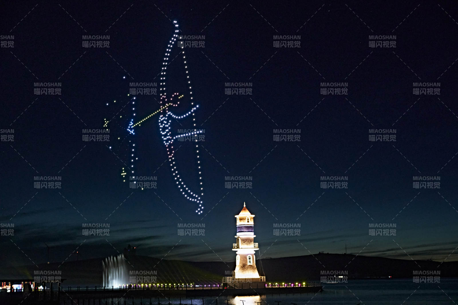 河北省张家口沽源县库伦淖尔景区无人机表演图片