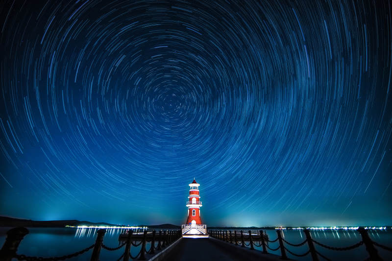 中国河北省张家口沽源县库伦淖景区天空星轨图片