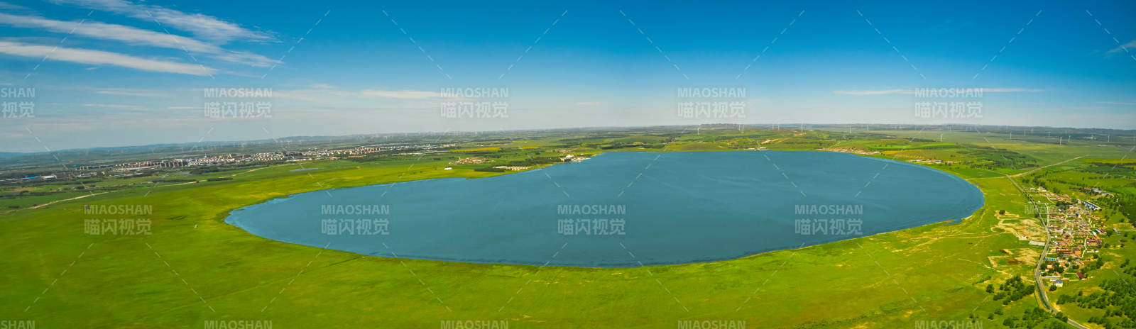 河北省沽源县库伦淖湖航拍全景图片