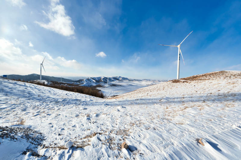 中国河北省张家口地区冬季草原天路景色图片