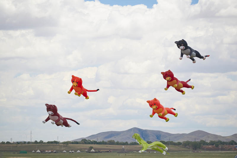 坝上草原风筝节上天空飞舞的风筝图片