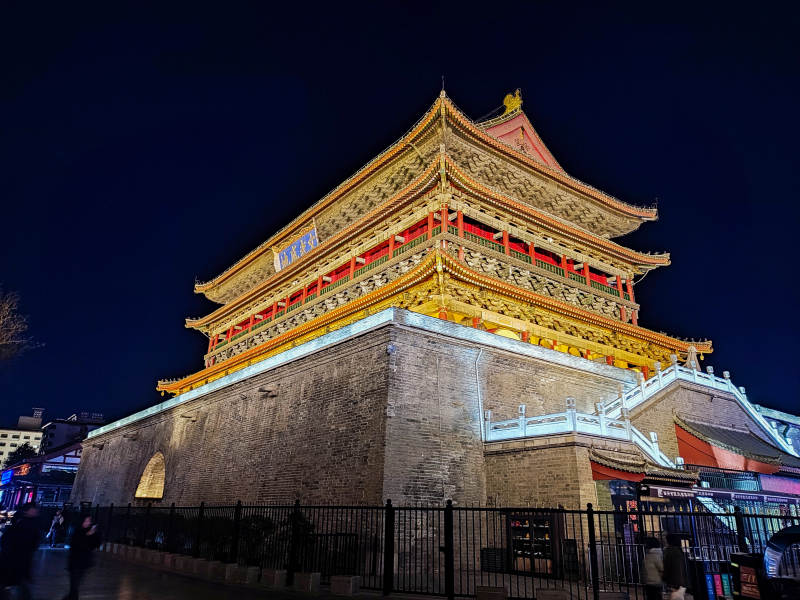 西安钟楼夜景图片